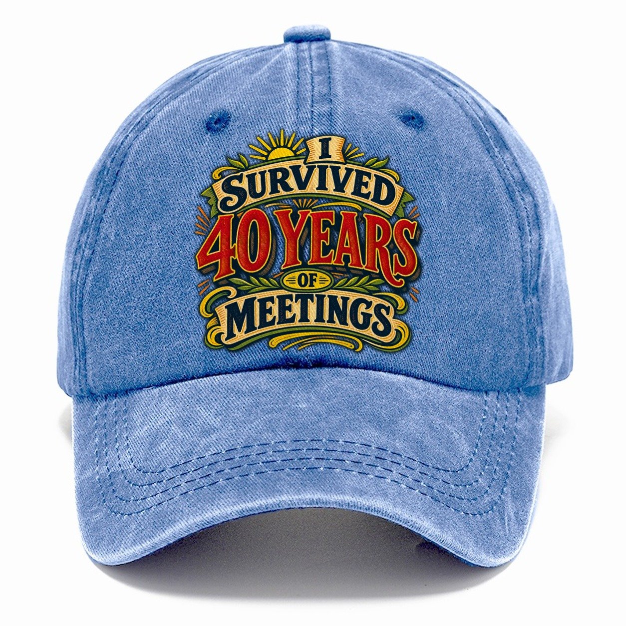 I Survived 40 Years Of Meetings Retired Living Classic Cap – Summer Sky
