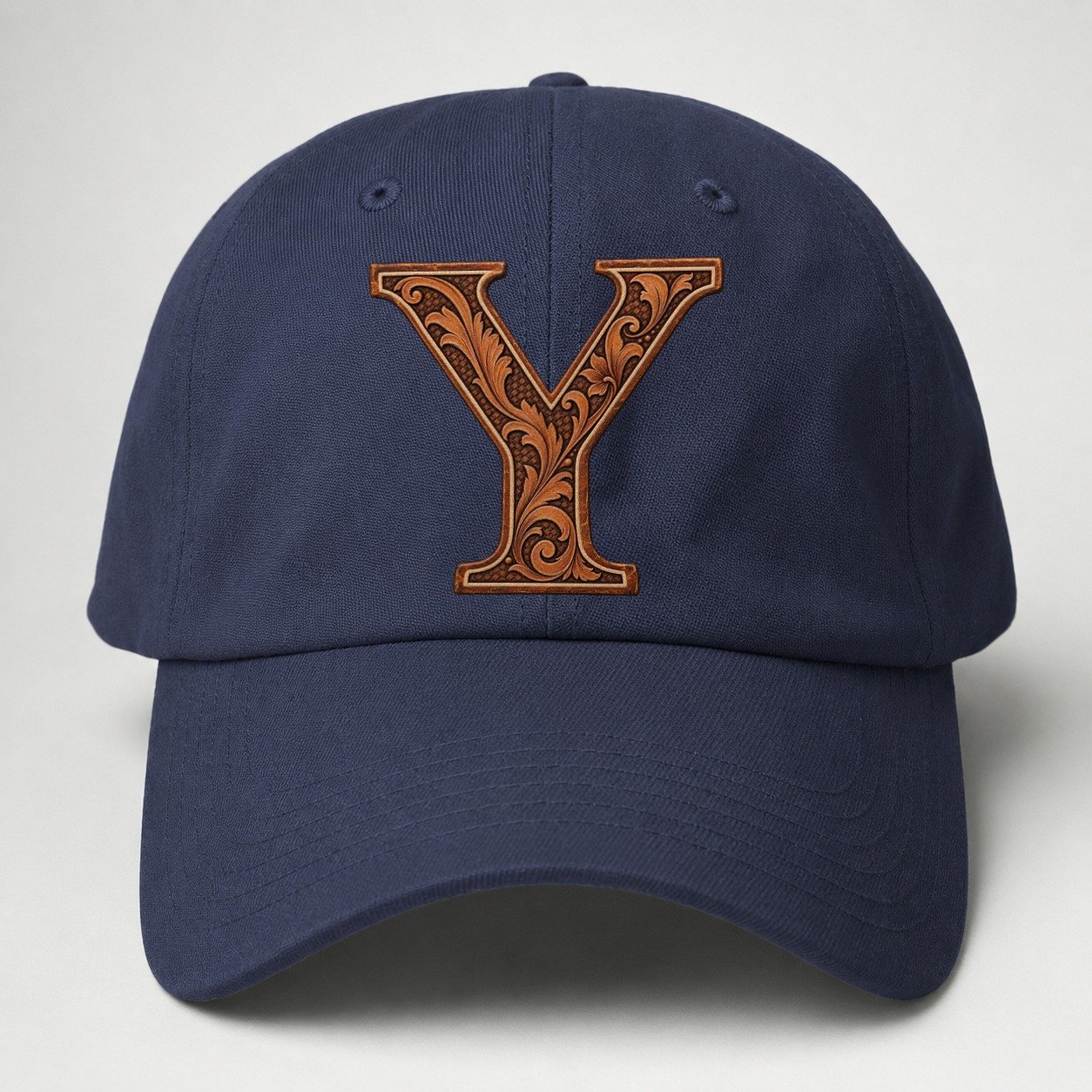 Tooled Leather Y Monogram Baseball Cap – Twilight Navy