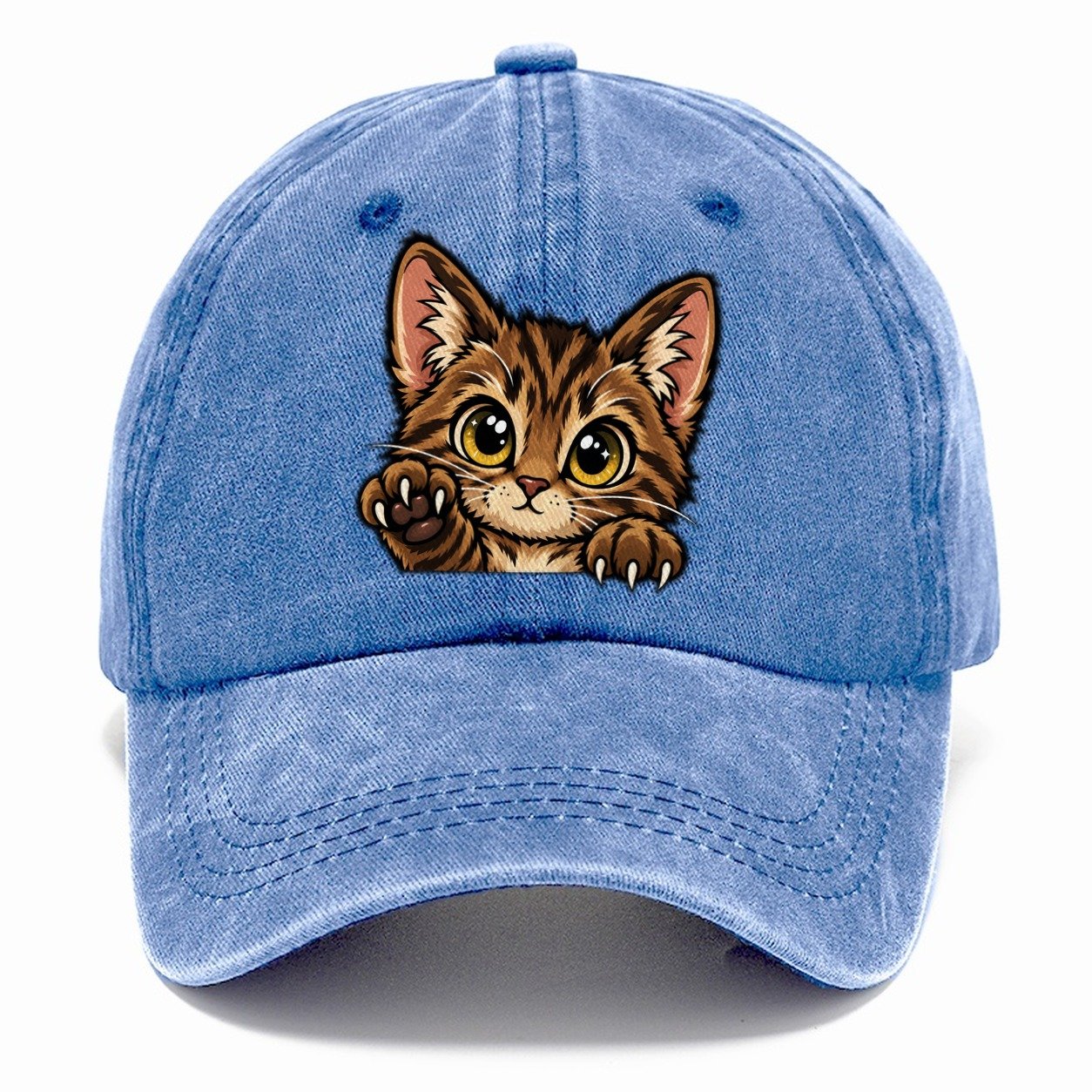 Tabby Kitten Paw Up Peeking Cats Classic Cap – Summer Sky