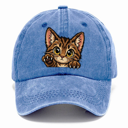 Tabby Kitten Paw Up Peeking Cats Classic Cap – Summer Sky