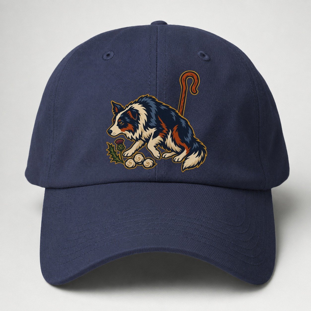 Shepherd Crook Sheepdog And Wool Sprig Uk Culture Heritage Baseball Cap – Twilight Navy