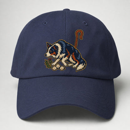 Shepherd Crook Sheepdog And Wool Sprig Uk Culture Heritage Baseball Cap – Twilight Navy