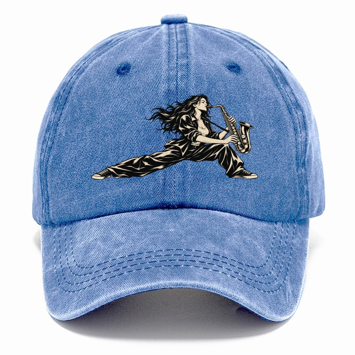 Woman Playing Saxophone Classic Cap – Summer Sky