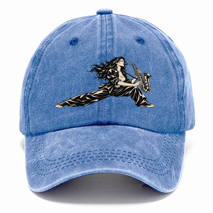 Woman Playing Saxophone Classic Cap – Summer Sky
