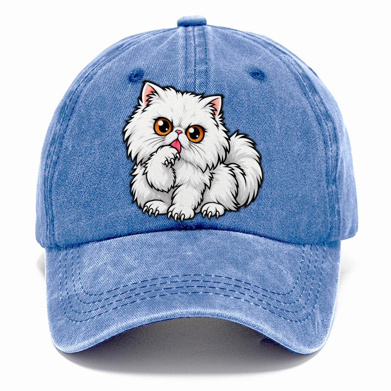 White Persian Grooming Peeking Cats Classic Cap – Summer Sky