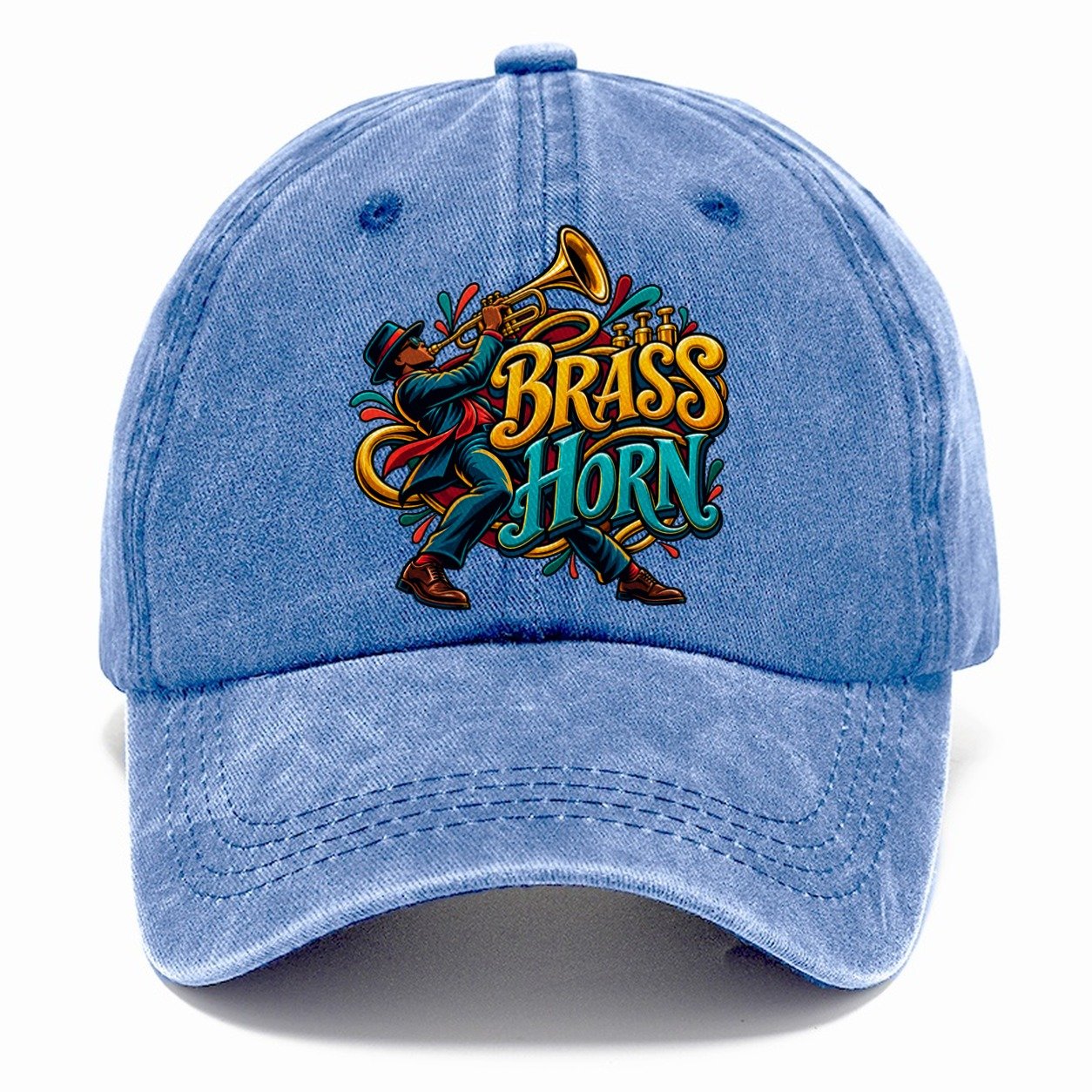 Brass Horn Wordmark Music Instruments Classic Cap – Summer Sky
