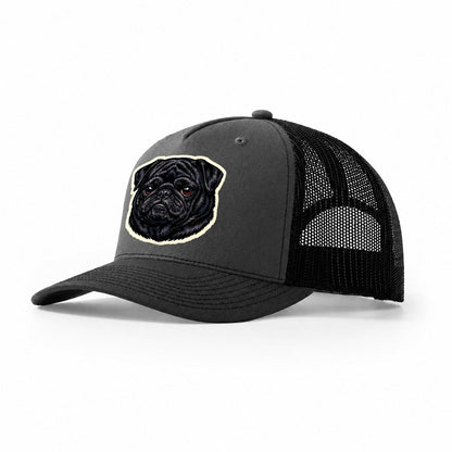 Black Pug Trucker Hat – Dark Grey Black