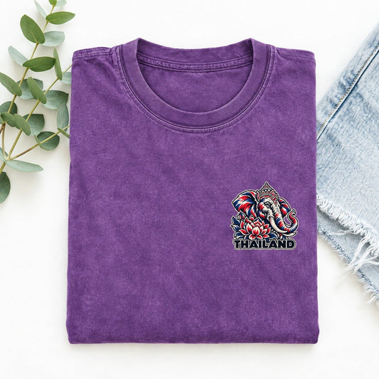 Thailand Country Pride Left Chest Vintage T-shirt – Purple