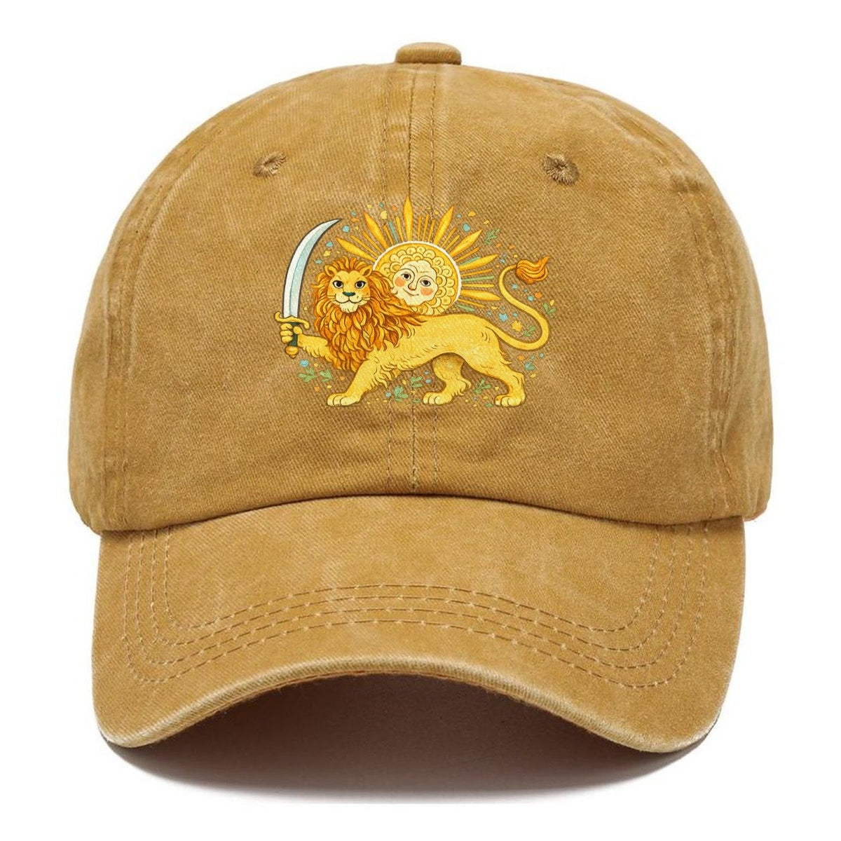 Sword-Wielding Lion Sun Emblem Classic Cap – Golden Harvest
