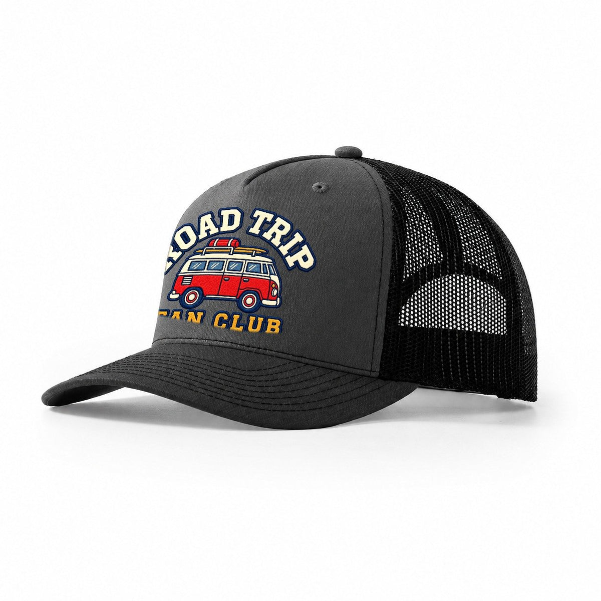 Road Trip Fan Club Trucker Hat – Dark Grey Black