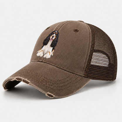 Tri Color Cocker Spaniel Washed Trucker Hat – Coffee