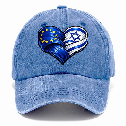 Eu Israel Intertwined Flag Heart Classic Cap – Summer Sky