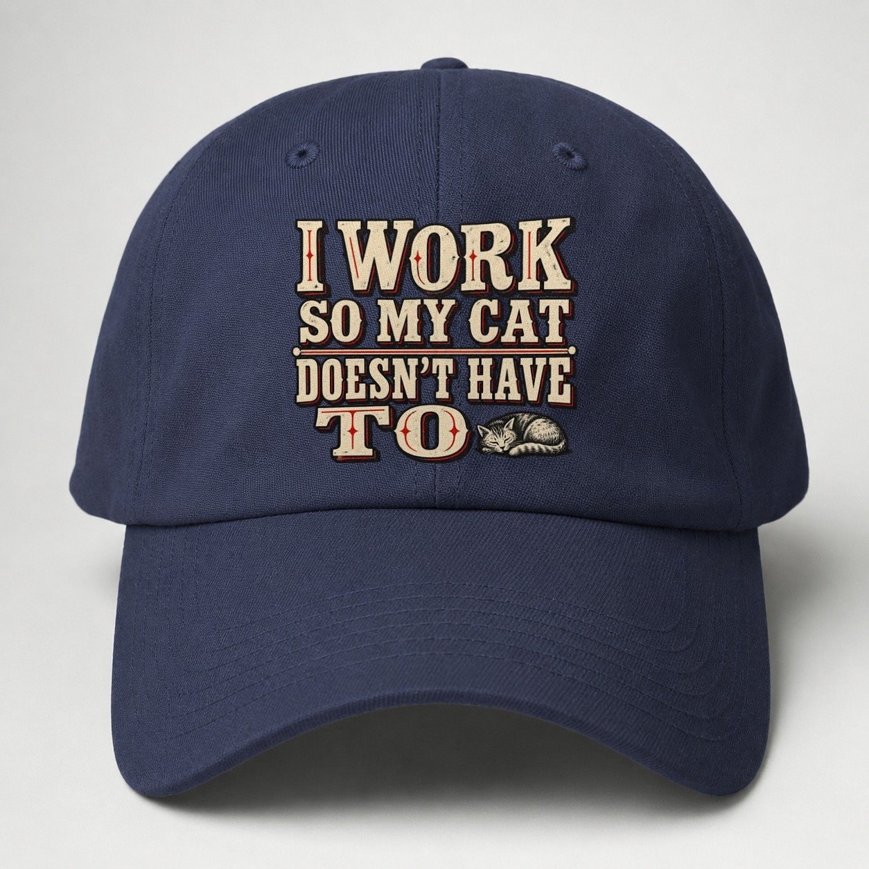 I Work So My Cat Doesn T Have To American Wit Baseball Cap – Twilight Navy