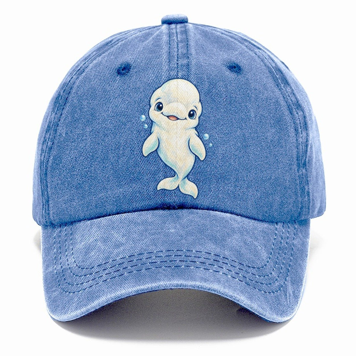 Beluga Whale Front Smile Sea Sprite Classic Cap – Summer Sky