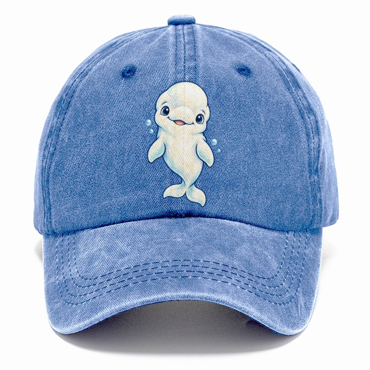 Beluga Whale Front Smile Sea Sprite Classic Cap – Summer Sky