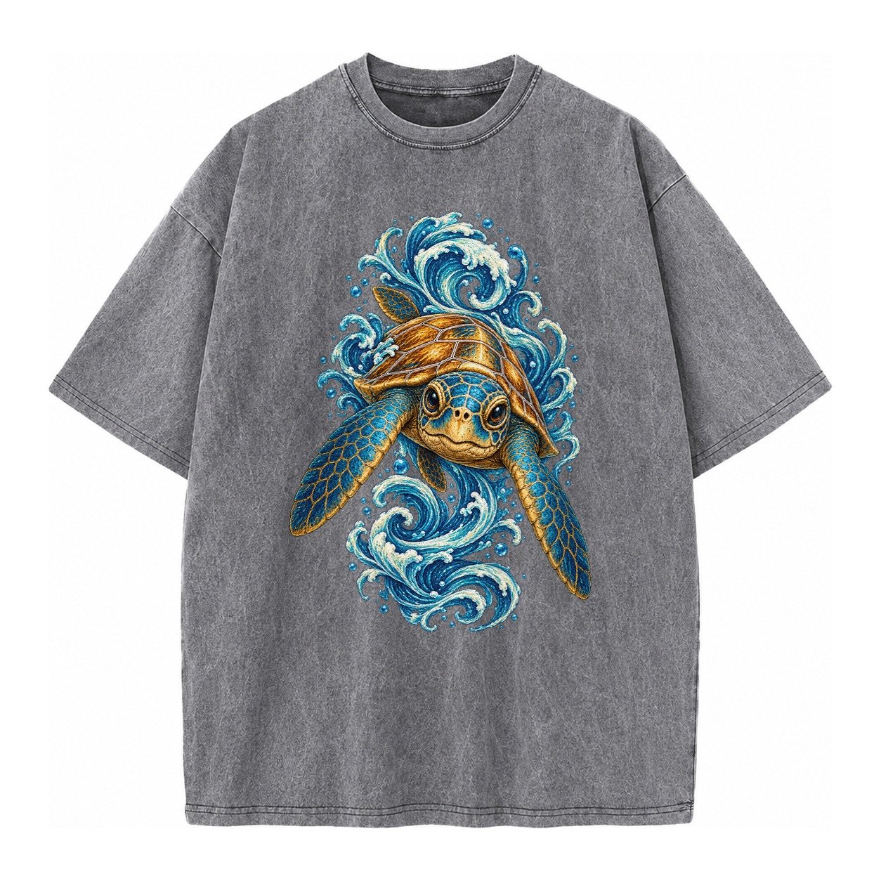 Ornate Sea Turtle Vintage T-shirt – Grey