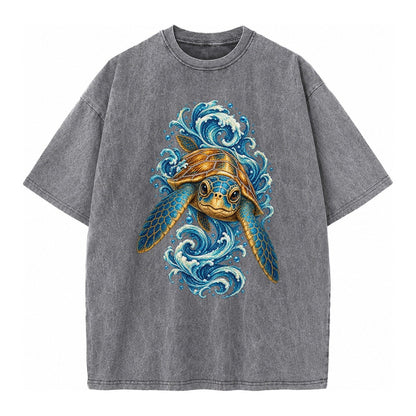 Ornate Sea Turtle Vintage T-shirt – Grey
