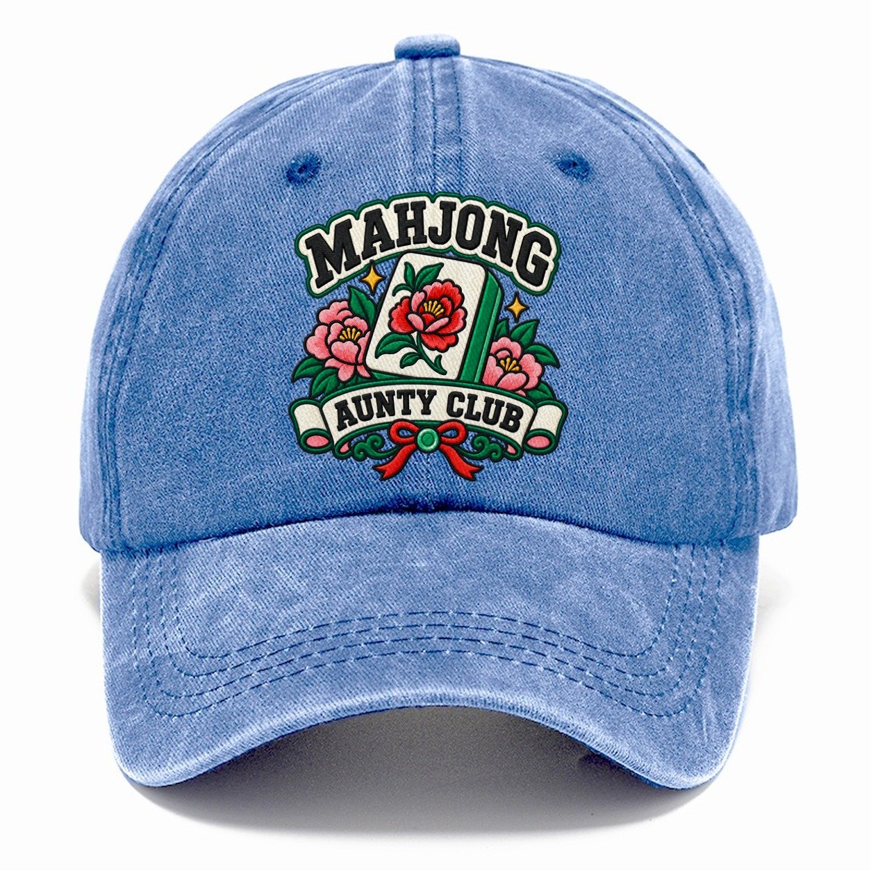 Mahjong Aunty Club Mahjong Game Night Classic Cap – Summer Sky