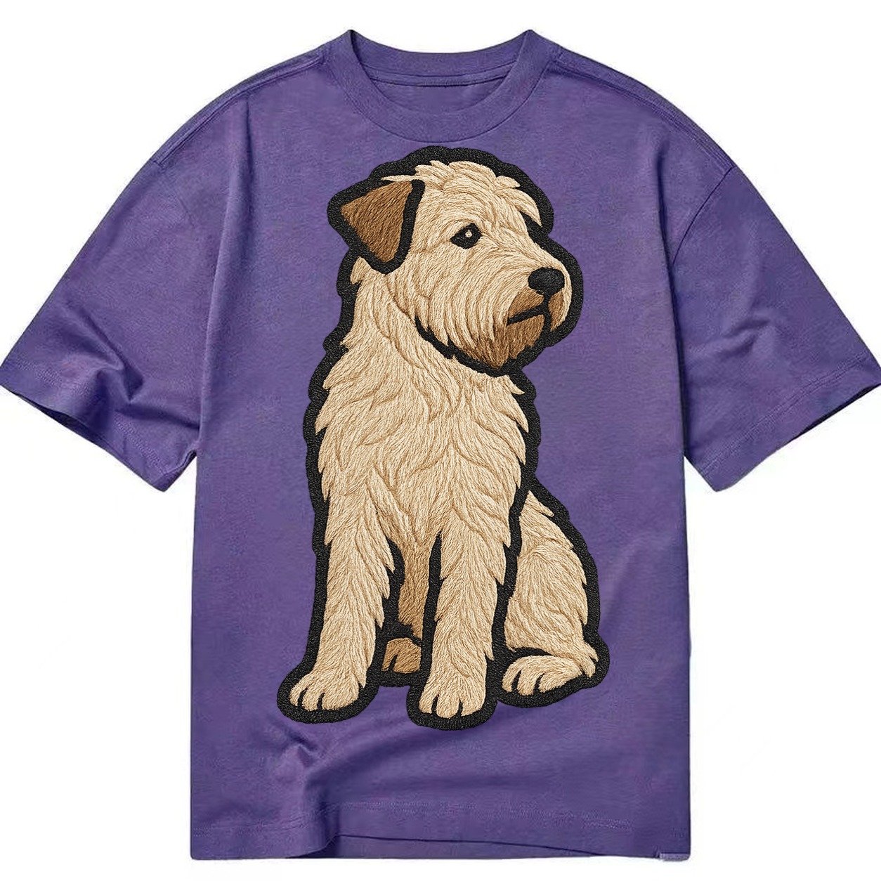 Soft Coated Wheaten Terrier Light Tan Flowing Coat Embroider Classic T-shirt – Purple
