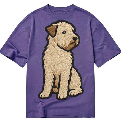 Soft Coated Wheaten Terrier Light Tan Flowing Coat Embroider Classic T-shirt – Purple