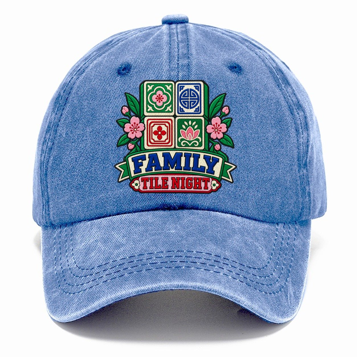 Family Tile Night Mahjong Game Night Classic Cap – Summer Sky