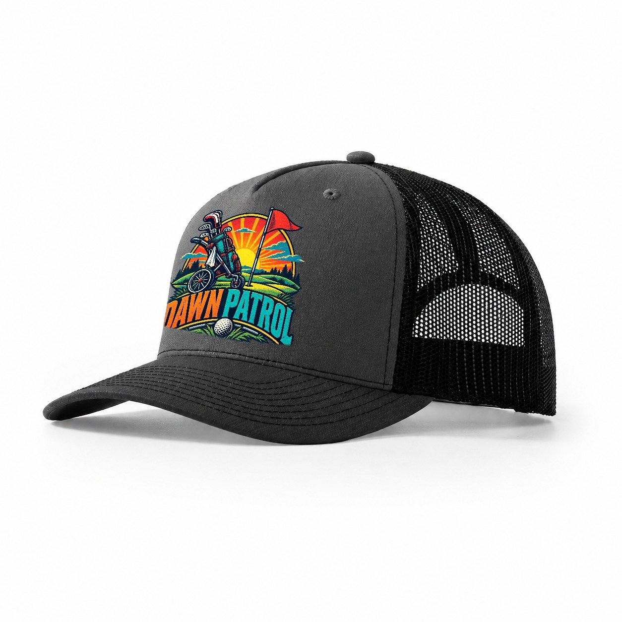 Dawn Patrol Golf Life Trucker Hat – Dark Grey Black