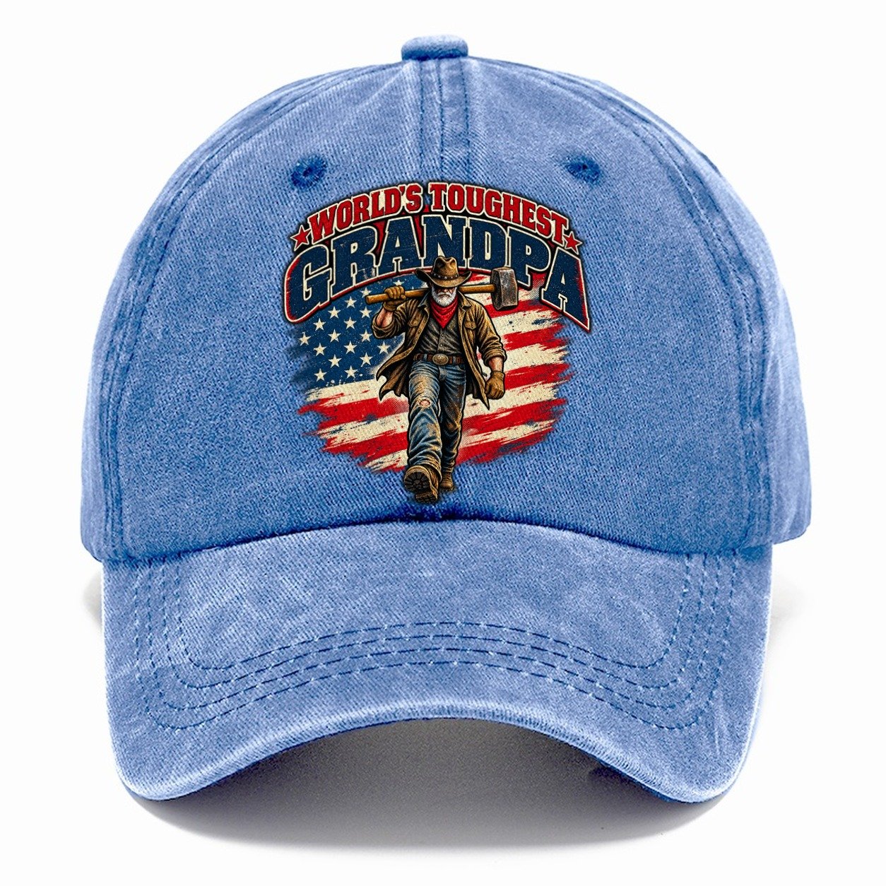 World S Toughest Grandpa Old Man Strong Classic Cap – Summer Sky