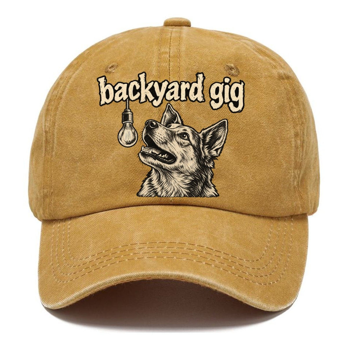 A Dog Head Lit From Above By A Single Hanging Bulb Bark For Me Classic Cap – Golden Harvest