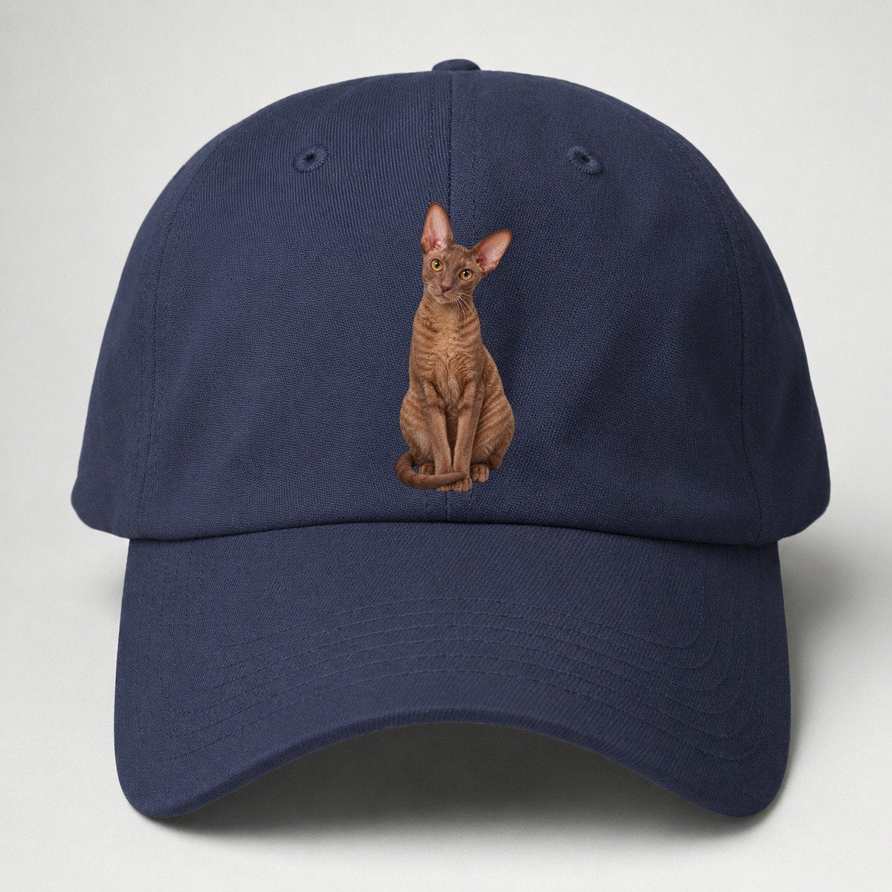 Cornish Rex Seated Portrait Realistic Cat Portrait Baseball Cap – Twilight Navy