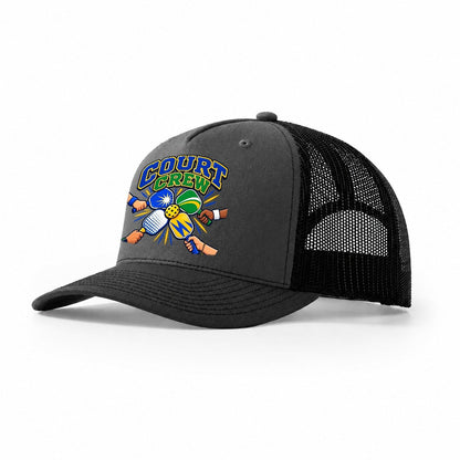 Court Crew Pickleball Life Trucker Hat – Dark Grey Black