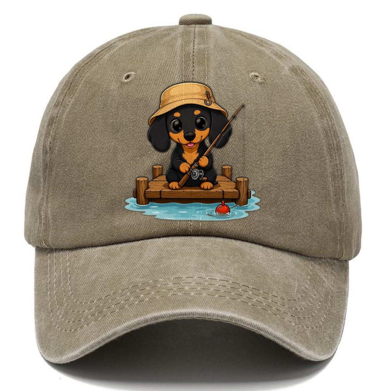 Dachshund Fishing Dock Classic Cap – Warm Sand