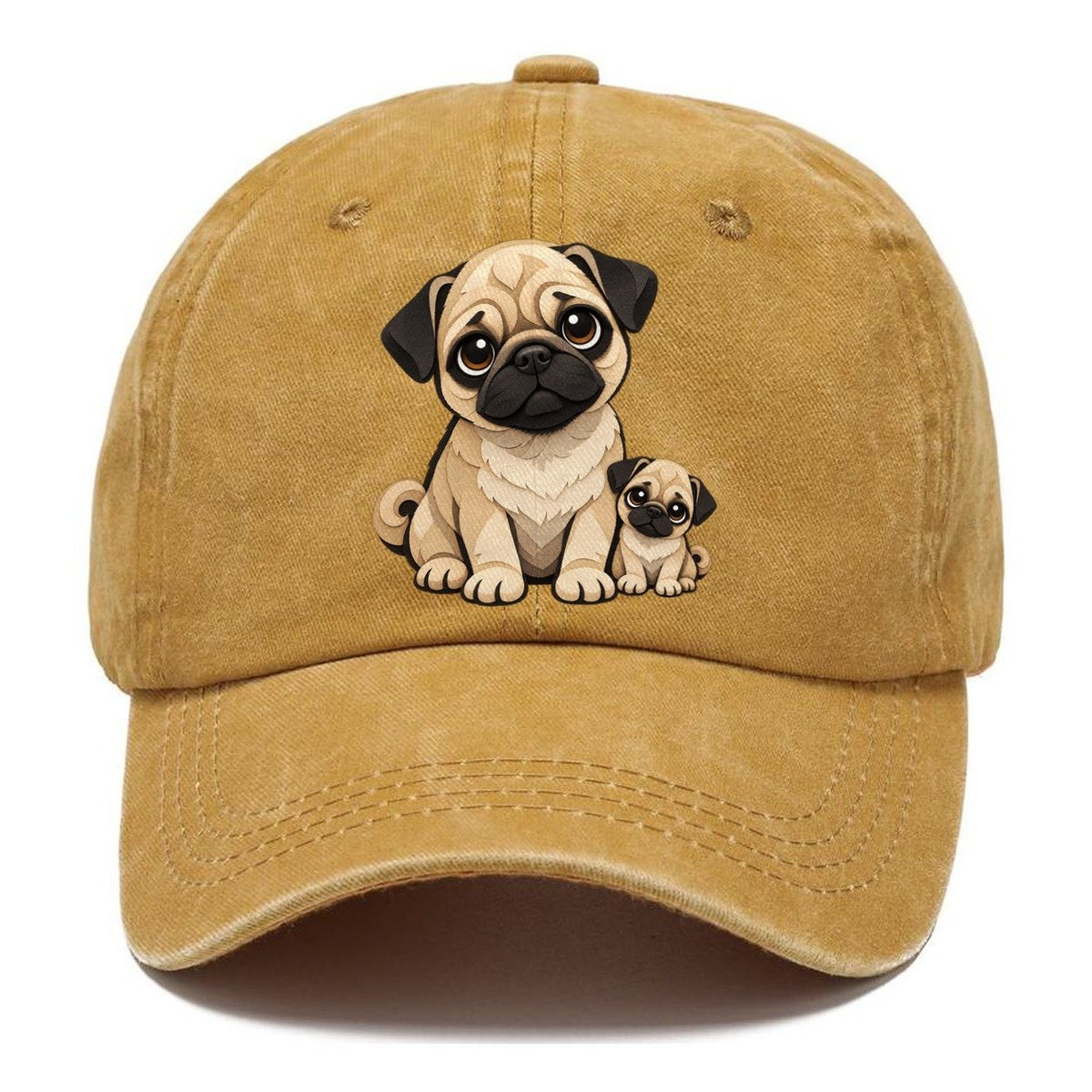 Pug and Puppy Papercut Classic Cap – Golden Harvest