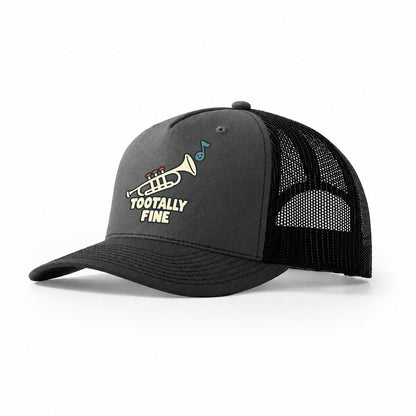 Tootally Fine Familiar Punchlines Trucker Hat – Dark Grey Black