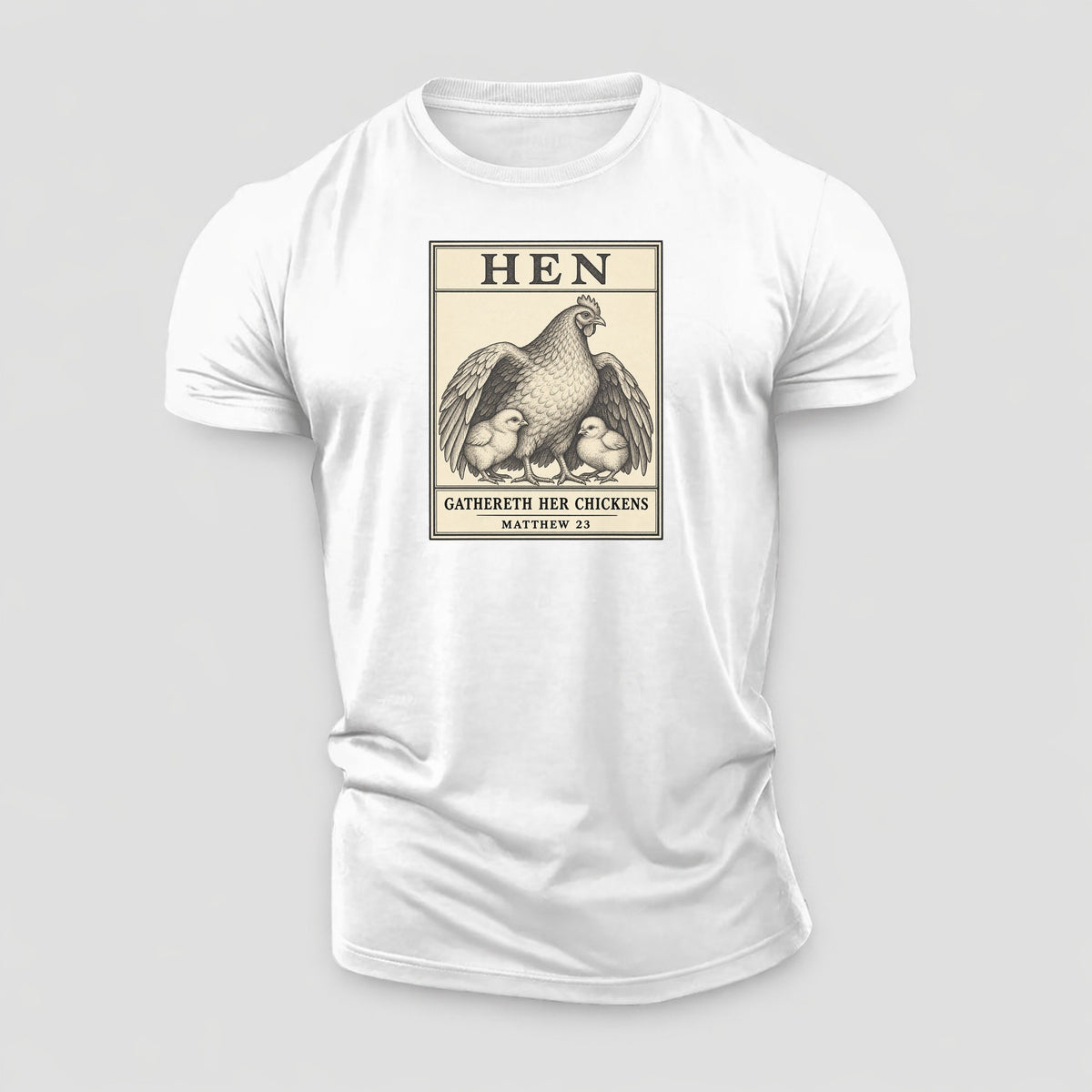 Hen Specimen Plate Creature Canticle Cotton T-Shirt – White