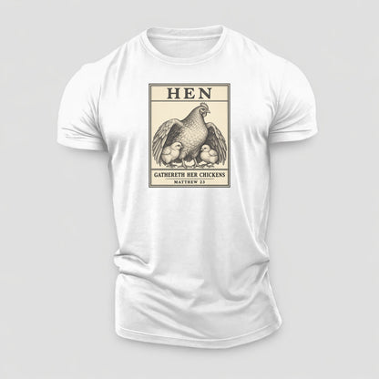 Hen Specimen Plate Creature Canticle Cotton T-Shirt – White