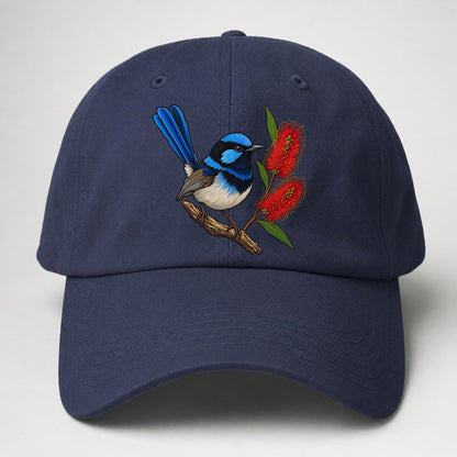 Superb Fairywren And Bottlebrush Australia Cultural Icons Baseball Cap – Twilight Navy