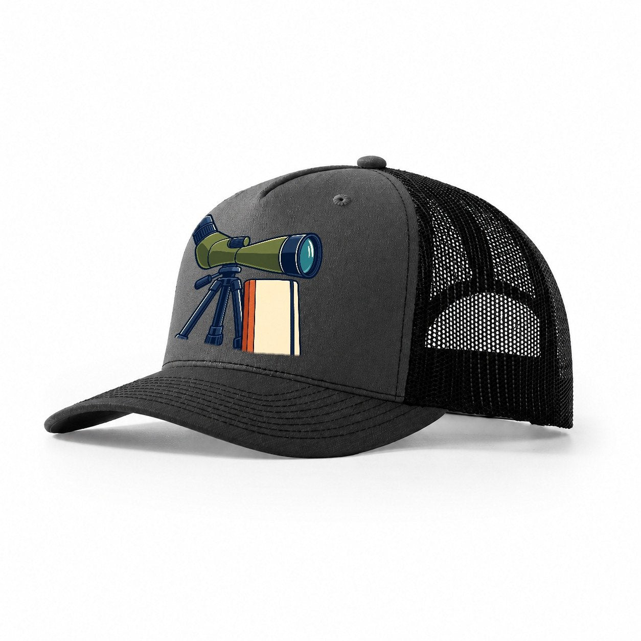 Spotting Scope And Notebook Birdwatching Trucker Hat – Dark Grey Black