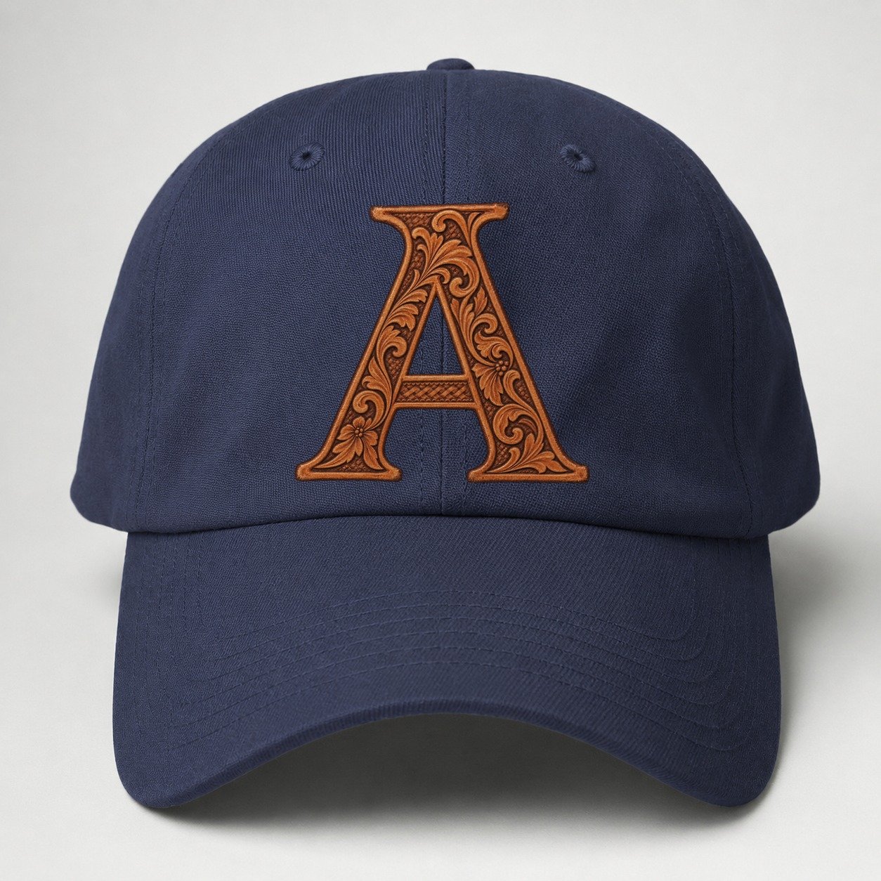 Tooled Leather A Monogram Baseball Cap – Twilight Navy
