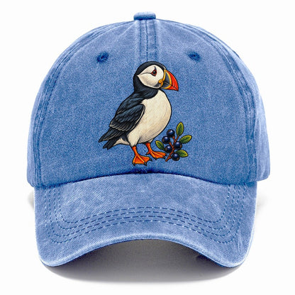 Atlantic Puffin And Crowberry Canada Cultural Icons Classic Cap – Summer Sky