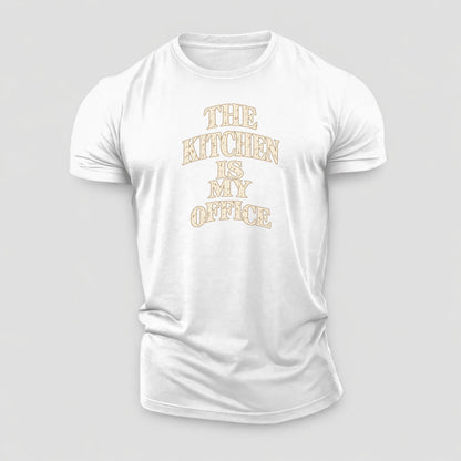 The Kitchen Is My Office Quiet Statements Cotton T-Shirt – White