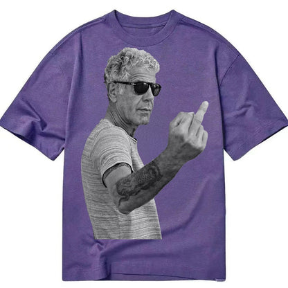 Anthony Bourdain Middle Finger Classic T-shirt – Purple