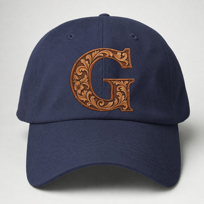 Tooled Leather G Monogram Baseball Cap – Twilight Navy