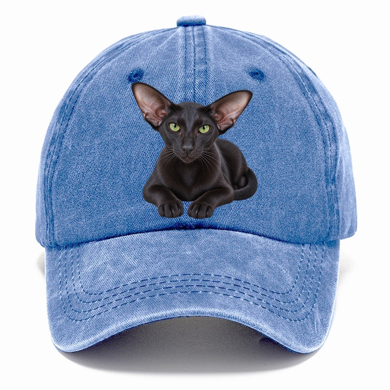 Oriental Shorthair Reclining Paws Forward Realistic Cat Portrait Classic Cap – Summer Sky