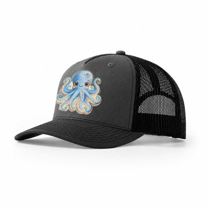 Pufferfish Puff Hello Sea Sprite Trucker Hat – Dark Grey Black