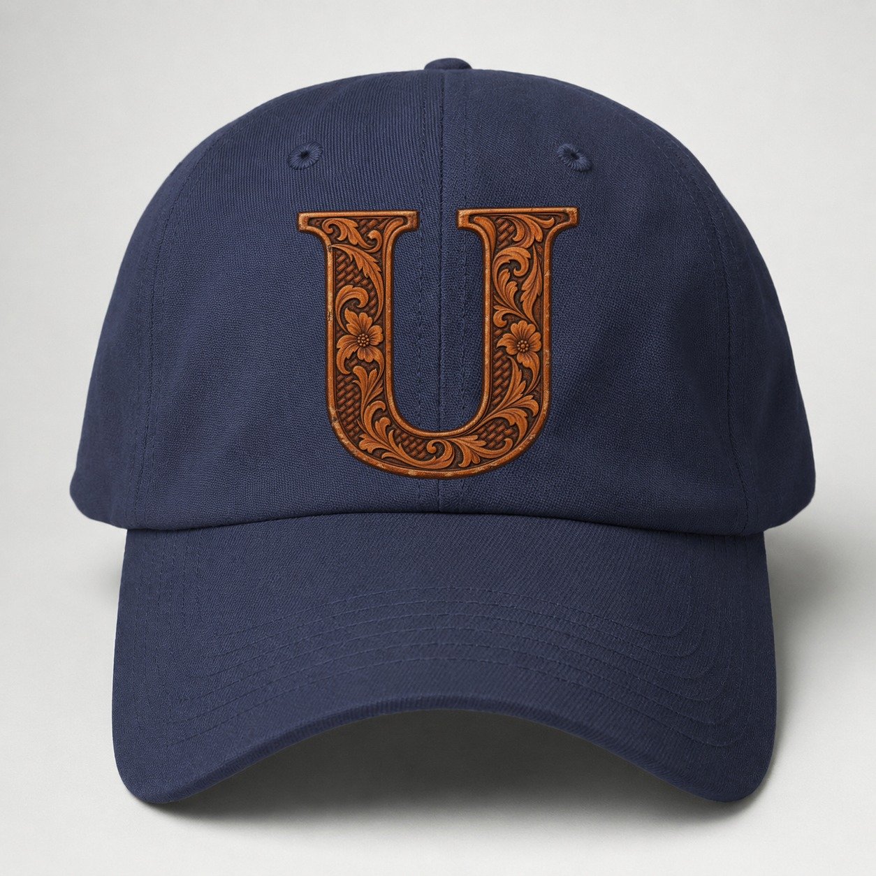 Tooled Leather U Monogram Baseball Cap – Twilight Navy
