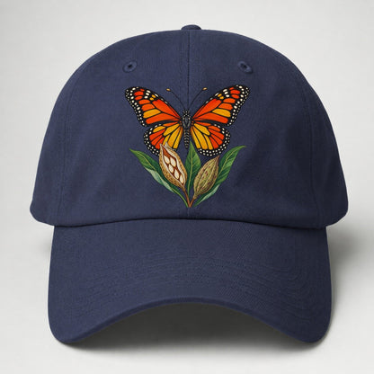 Monarch Butterfly And Milkweed Pods Canada Cultural Icons Baseball Cap – Twilight Navy