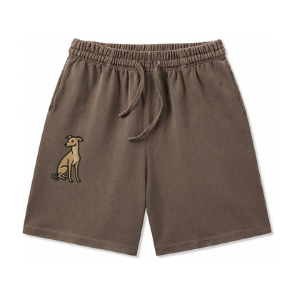 Whippet Fawn Colored Design Washed Shorts – Coffee