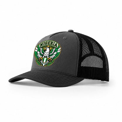 Nigeria Retro Badge Country Logos Trucker Hat – Dark Grey Black