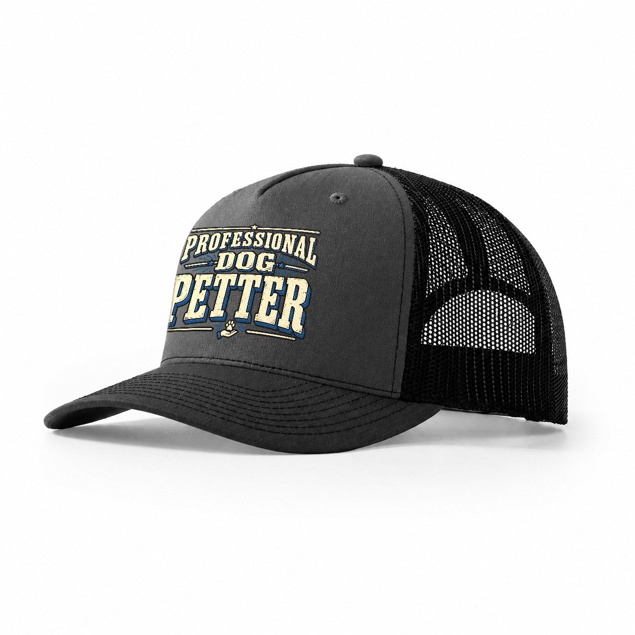 Professional Dog Petter American Wit Trucker Hat – Dark Grey Black
