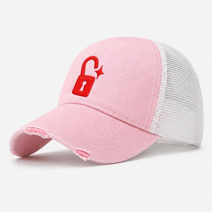 Open Padlock Spark Micro Motion Mark Washed Trucker Hat – Light Pink